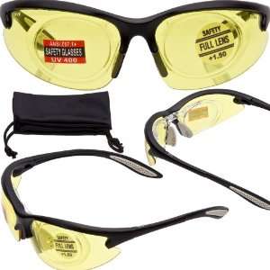   Magnifying Safety Glasses 1.25 Removable Magnifier   Yellow Lenses