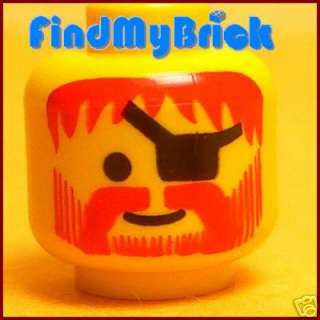 H080B Lego Pirate Head Beard Eyepatch & Red Hair   NEW  