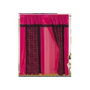  OctoRose (TM) Faux Silk Black / Pink Zebra Printing Windows Curtain 