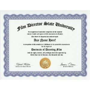  Film Director Film Directing Degree Custom Gag Diploma 