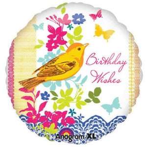  18 Foil Birthday Wishes Bird Balloon 1 per package