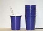 12  PURPLE PLASTIC DRINKING GLASSES LIDS STRAWS CUP MFG USA LEAD FREE 