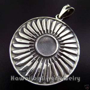 Sterling Silver Pendant Indian Feather Medallion Circle  