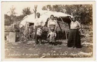 RPPC Indians & Wigwam in Mille Lacs Lake, Minnesota  