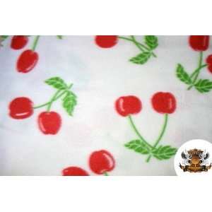  Fleece Printed MISC Cherries Fabric By the Yard 