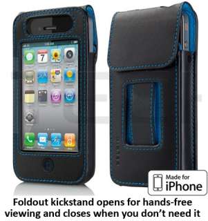   Leather iPhone 4 / 4S Case with Video Stand Kickstand Cover  