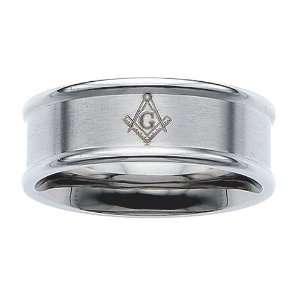   8mm Stainless Steel Masonic Freemason Mason Blue Lodge Ring (Size 11