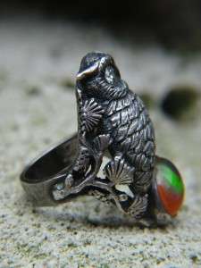 CARL SCHON CAST STERLING SILVER OWL RING JELLY BELLY  