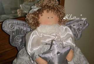   Holiday Fabric Girl Doll SILVER JOY ANGEL w/ STAR 652448136478  
