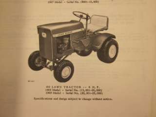 OEM John Deere 60 Lawn Tractor Parts Catalog 1976  