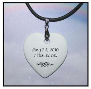Personalized PORCELAIN Necklace BABY NAME & FOOTPRINT  