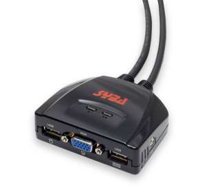 Connects 2 PCs with 1 speaker, KB, mouse USB KVM Switch  