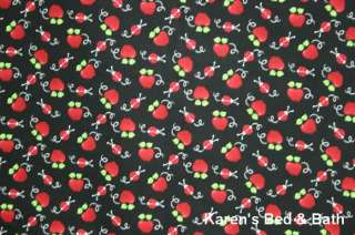 Red Apples Ladybug Kitchen Cabin Black Curtain Valance  