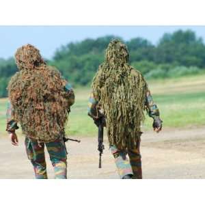 Two Snipers of the Belgian Army Dressed in Ghillie Suits Photography 