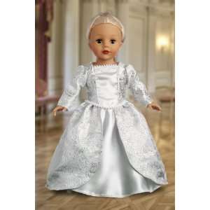   Princess Silver Gown with White Slippers; fits 18 inch American Girl