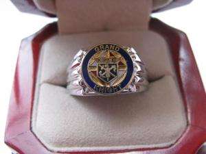 NEW Mens Knights of Columbus Grand Knight Crest Silver Ring  