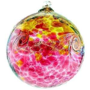  Kitras Art Glass Van Glow Witch Ball 6 Gold and Pink 