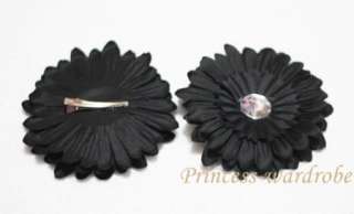 Black 4 Crystal Daisy Flower Hair Clip For Pettiskirt  