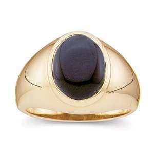  14K Yellow Gold Genuine Onyx Cabochon Ring   Oval 