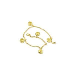    14k Yellow Gold Sun Charms Rolo Chain Ankle Bracelet Jewelry