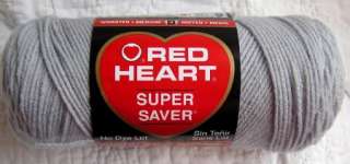 RED HEART SUPER SAVER YARN #0341 light grey GRAY 7 Ounce skein WORSTED 