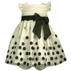   Infant Girls Ivory Black Polka Dot Dress 12 24M bonnie jean Baby