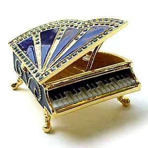   Blue Enameled Grand Piano Keepsake Box (2 1/2 x 2)   Gift Boxed