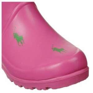 Ralph Lauren Pink With Green Polo Horses Proprietor Rubber Boots Wm 9 