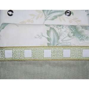  Green Flower and Stripe Custom Shower Curtain