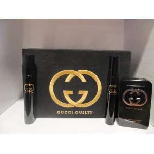 Gucci Guilty Body Lotion & 2 Eau De Toilette Sprays Set With Makeup 