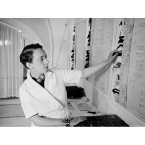  Elsa Schiaparelli Studying Charts of Her New Collection 