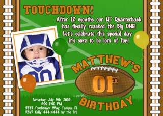 Lil Quarterback Football 1st First Birthday Invitation  