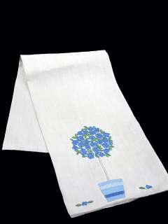 Beautiful Vintage Blue Marghab Linen Rose Tree Guest Towel  