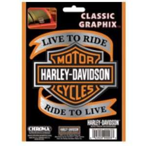 Harley Davidson® Classic Graphix Live To Ride decal Embossed Chrome 