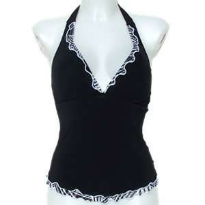 Profile By Gottex Waves Tricolore Halterkini Top Black Size 12 (Bust 