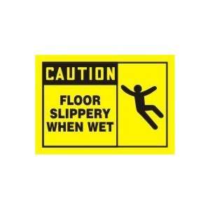  CAUTION FLOOR SLIPPERY WHEN WET (W/GRAPHIC) Sign   7 x 10 