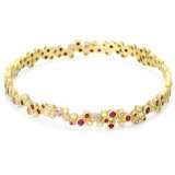   Vega 18k Yellow Gold, Ruby, Sapphire and Diamond Bangle Bracelet