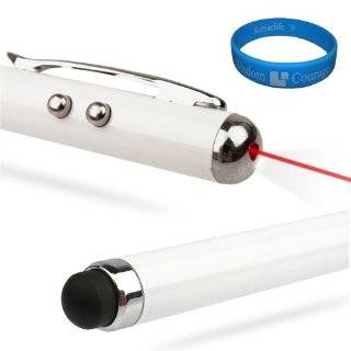 Executive White Stylus Pen with Laser Pointer and LED Light for 