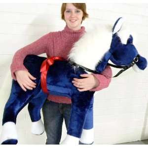 Giant Stuffed Dark Blue Horse Pony 3 feet long Big Plush Fun New Toy 