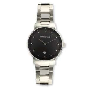  Ladies Simon Chang Stainless Steel Black Dial Watch 