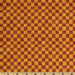  44 Wide Classic Folk Art Checkerboard Gold Fabric By The 