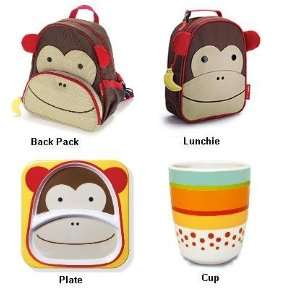 Skip Hop Backpack,Lunchie,Plate and Cup Set  Monkey
