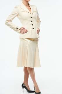New Roberto Cavalli Women Suit Jacket Skirt Cream Sz 40  