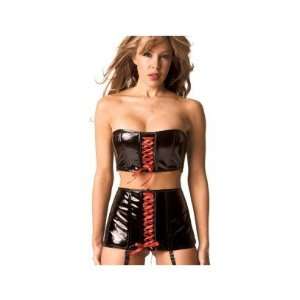  Xoxo vinyl bustier and garter skirt black o/s Health 