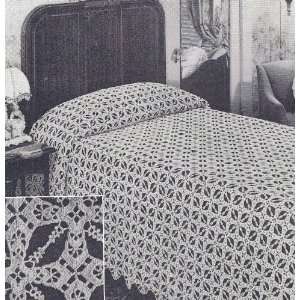 Vintage Crochet Pattern to make   Iris Flower Motif Bedspread Design 