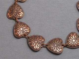 Vintage 1950s   1960s Fine Embossed Flower Bracelet   Solid Copper 