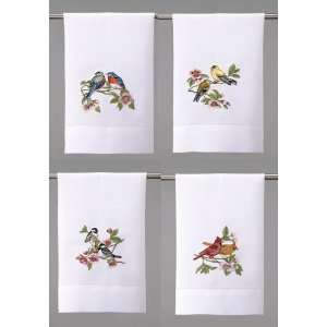   Cherry Blossom Love Birds Embroidered Guest Hand Towel 14 x 22 Set