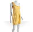 juicy couture yellow cotton terry one shoulder smocked dress