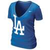 Nike MLB Deep V Burnout T Shirt   Womens   Dodgers   Blue / White
