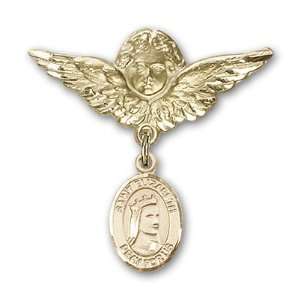   St. Elizabeth of Hungary Charm and Angel w/Wings Badge Pin Jewelry